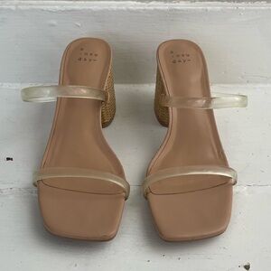 Clear Strap Block Heel Sandals